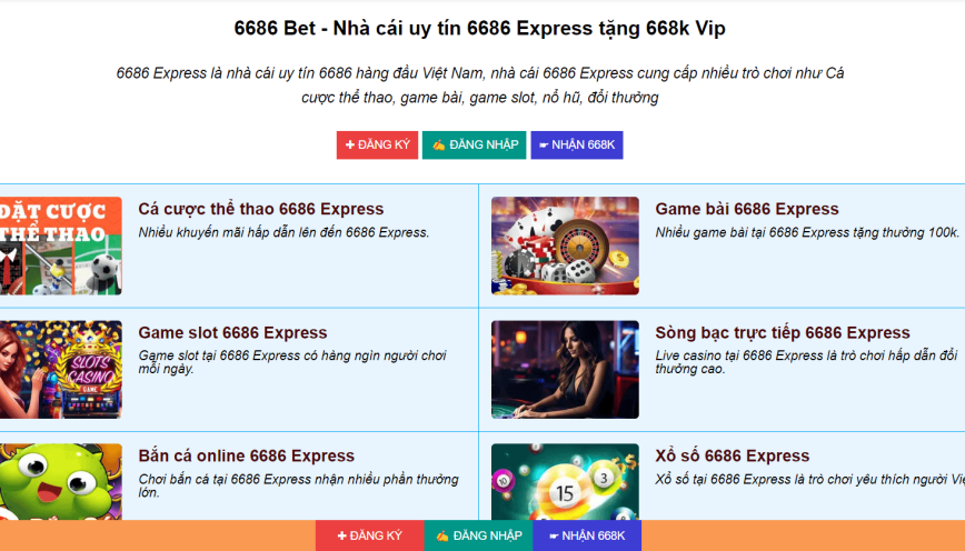 Tham gia cá cược online, lựa chọn ngay nhà cái 6686 Express.