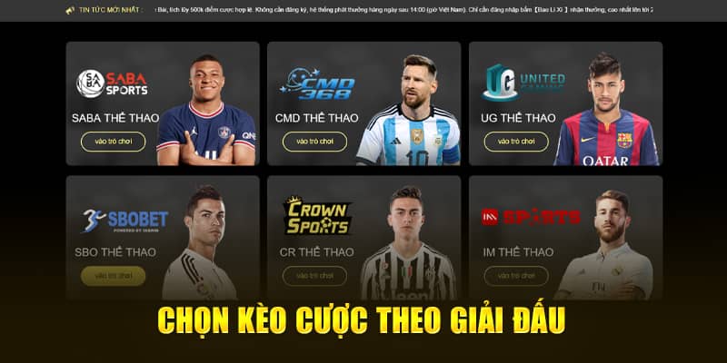 Chọn kèo cược theo giải đấu