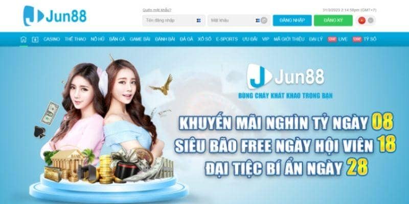 Truy cập trang web chính thức của Jun88