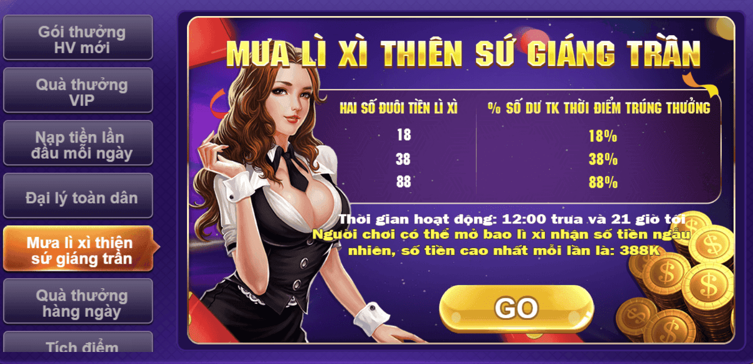 Nhận thưởng giá trị từ sự kiện mưa lì xì thiên sứ giáng trần