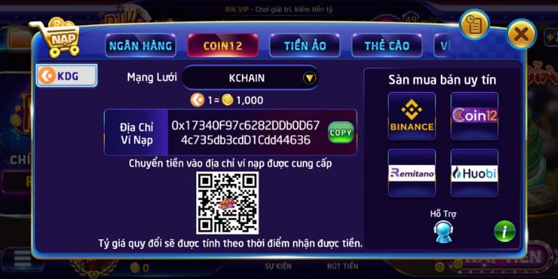 Cách nạp tiền qua phương thức Coin12 siêu đơn giản