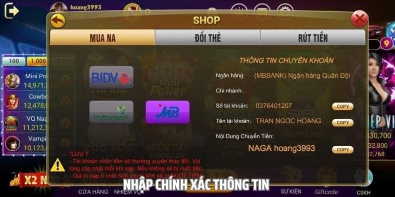 Điền đầy đủ và chính xác các thông tin nạp tiền May88 Điền đầy đủ và chính xác các thông tin nạp tiền May88