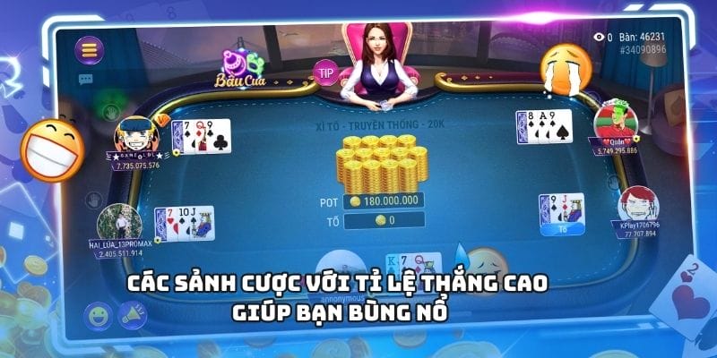 Các sảnh cược với tỉ lệ thắng cao giúp bạn bùng nổ Các sảnh cược với tỉ lệ thắng cao giúp bạn bùng nổ