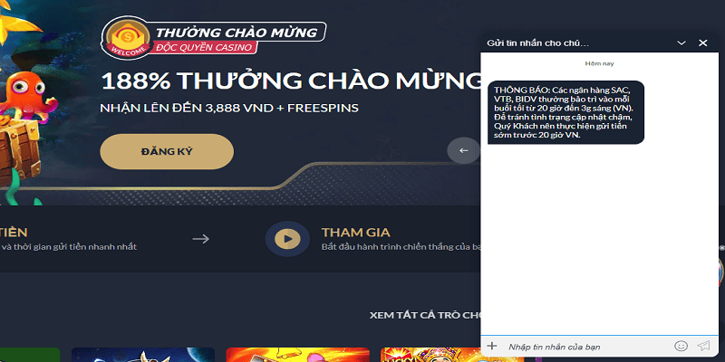 Hình thức phổ biến nhất tại M88 chính là chat trực tuyến