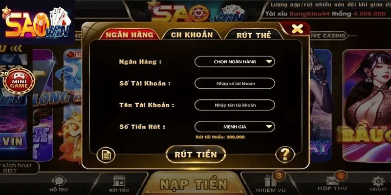 Các bước rút tiền SAOWIN nhanh chóng. Các bước rút tiền SAOWIN nhanh chóng.