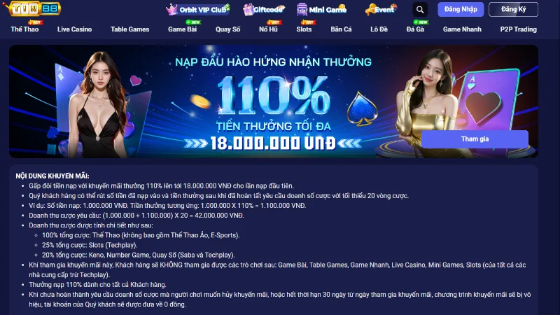 Nạp đầu 110% - Ưu đãi vàng cho tân binh Nạp đầu 110% - Ưu đãi vàng cho tân binh