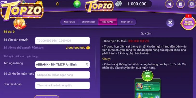 Hướng dẫn bạn rút tiền Topzo cực nhanh, chỉ mất vài phút