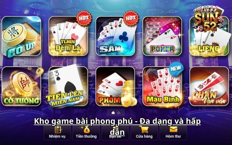 Kho game bài phong phú - Đa dạng và hấp dẫn