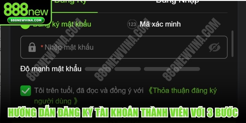 Hướng dẫn đăng ký tài khoản thành viên 888NEW với 3 bước