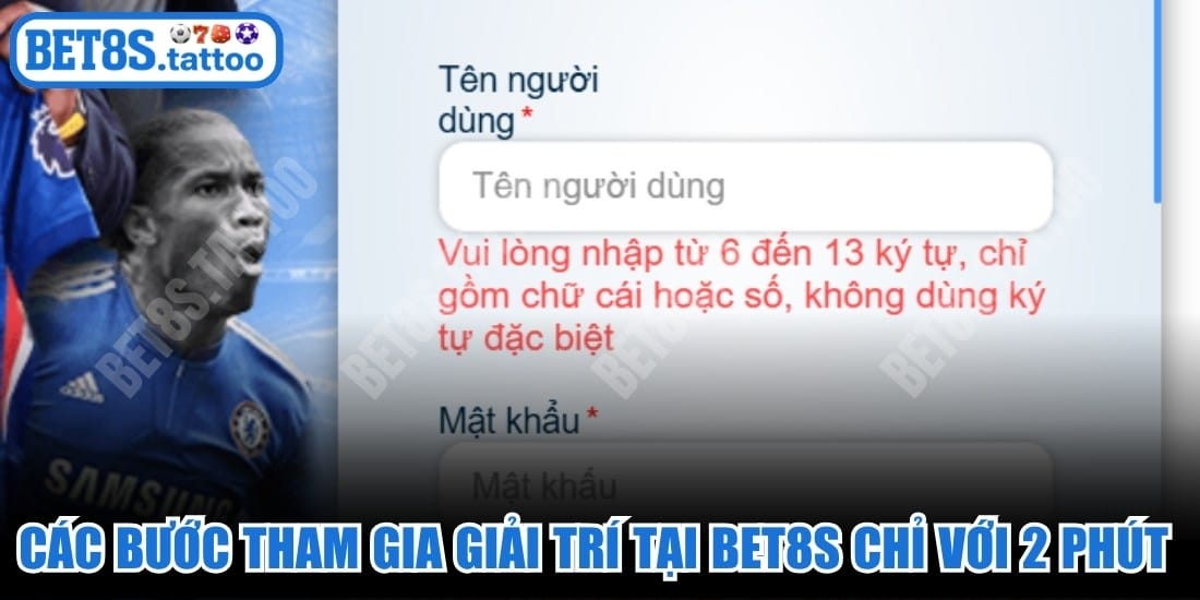 Các bước tham gia giải trí tại BET8S chỉ với 2 phút đơn giản