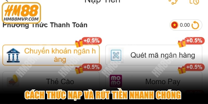 Cách thức nạp và rút tiền nhanh chóng cho người mới