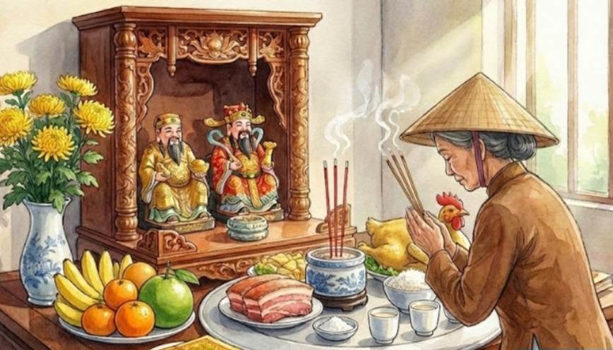 Lau dọn bàn thờ sạch sẽ trước khi đọc văn khấn