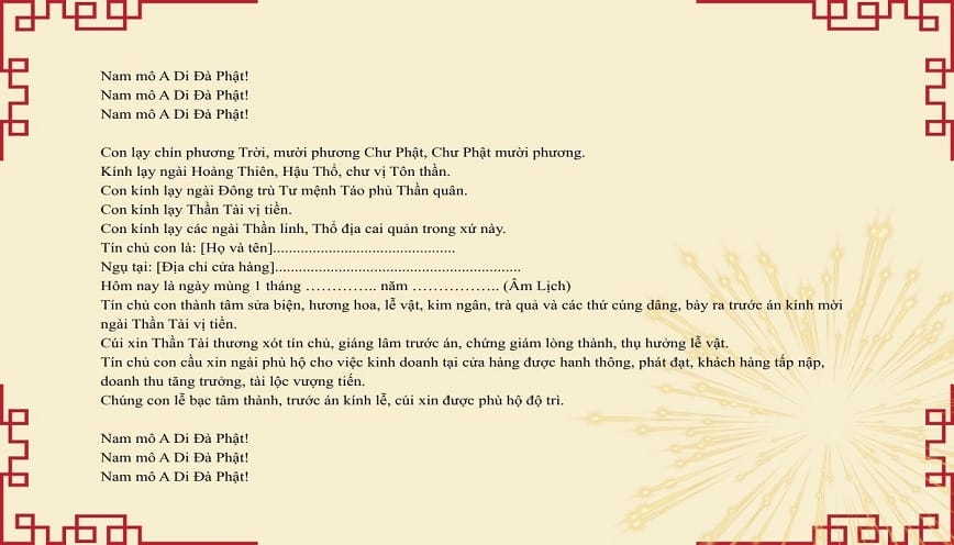 Văn khấn mùng 1 hàng tháng