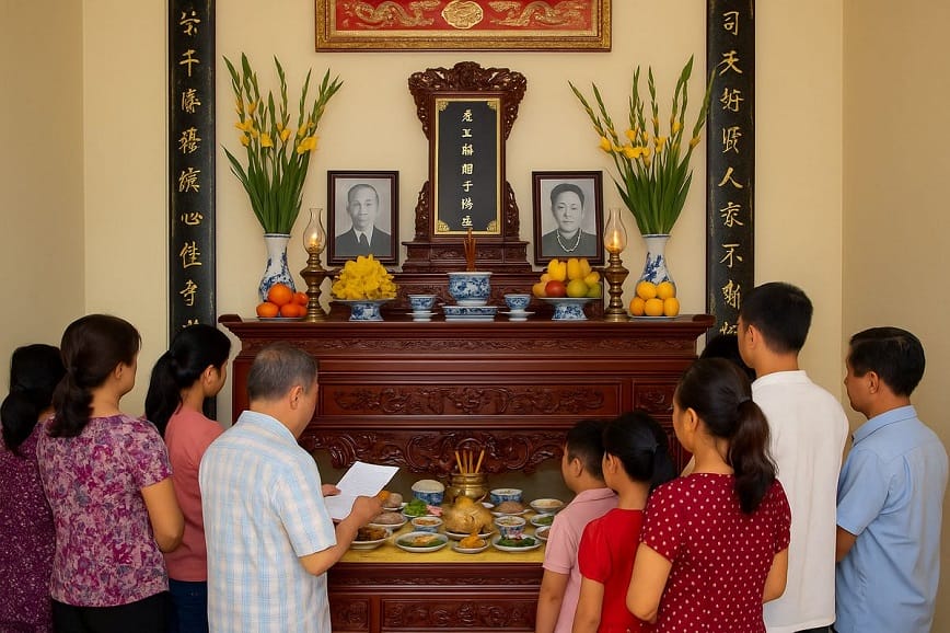 Mâm lễ cúng giỗ cho ông bà, tổ tiên