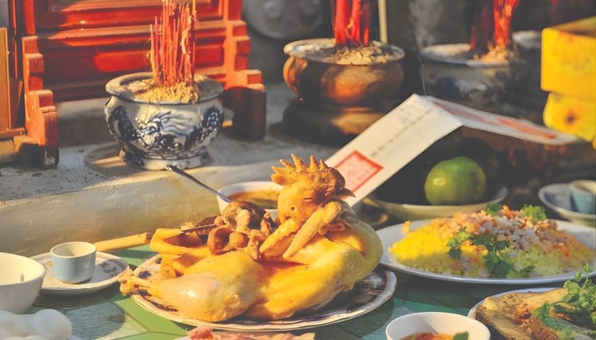Lễ vật dâng cúng trong lễ đốt vàng mã gia tiên