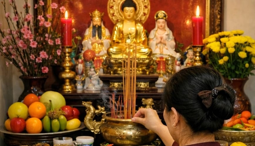 Đọc văn khấn với tâm thế thành kính, trang trọng