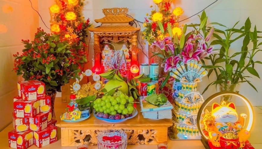 Mâm lễ vật cần chuẩn bị để làm lễ chuyển ban thờ thần Tài