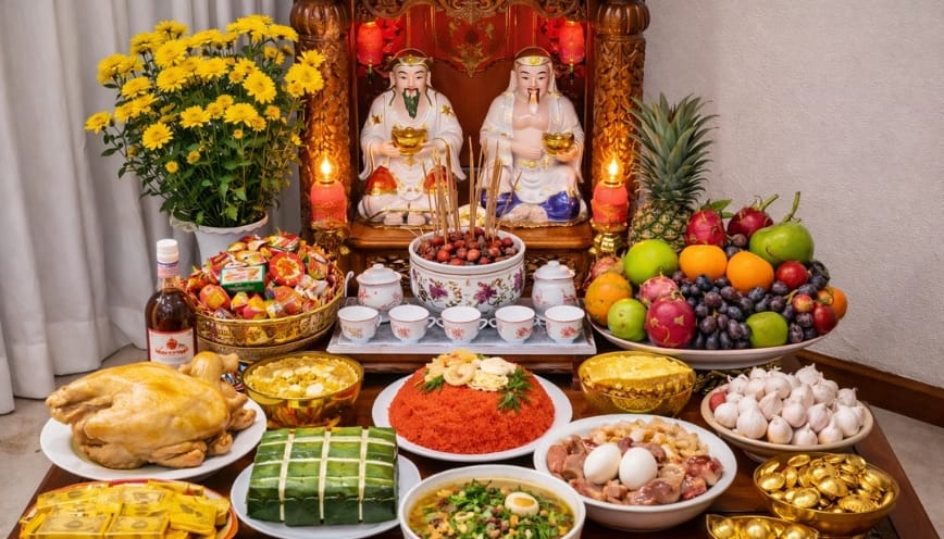 Sắp xếp các vật thờ cúng ngăn nắp, gọn gàng