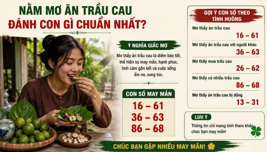 Nằm mơ ăn trầu cau đánh con gì chuẩn nhất?