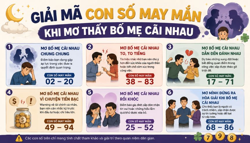 Giải mã con số may mắn khi mơ thấy được bố mẹ cãi nhau