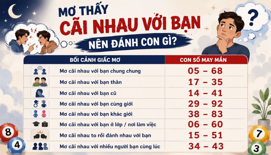 Mơ cãi nhau với bạn nên đánh con gì?