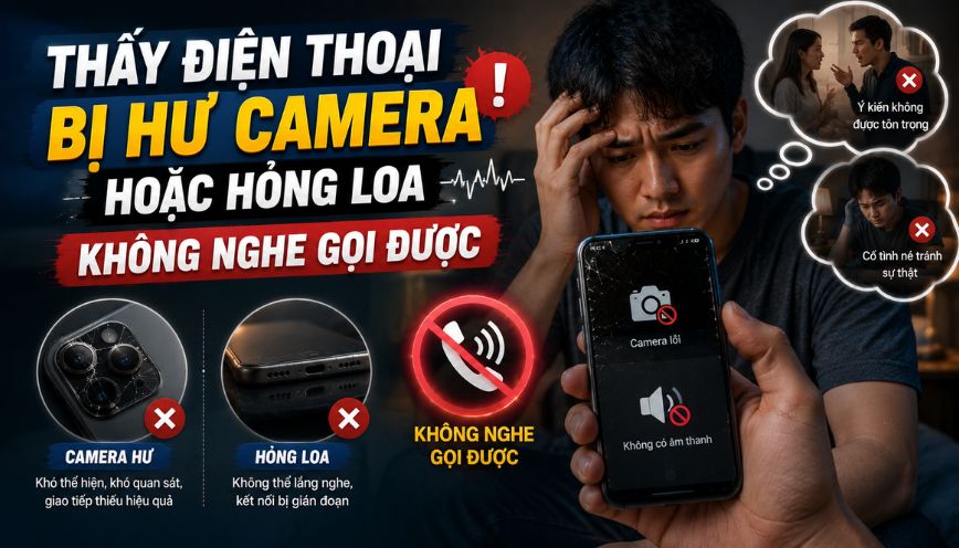 Thấy điện thoại bị hư camera hoặc hỏng loa không nghe gọi được