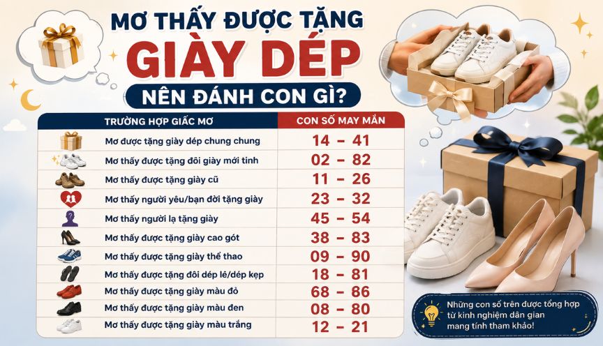 Mơ tặng giày dép nên đánh con gì?